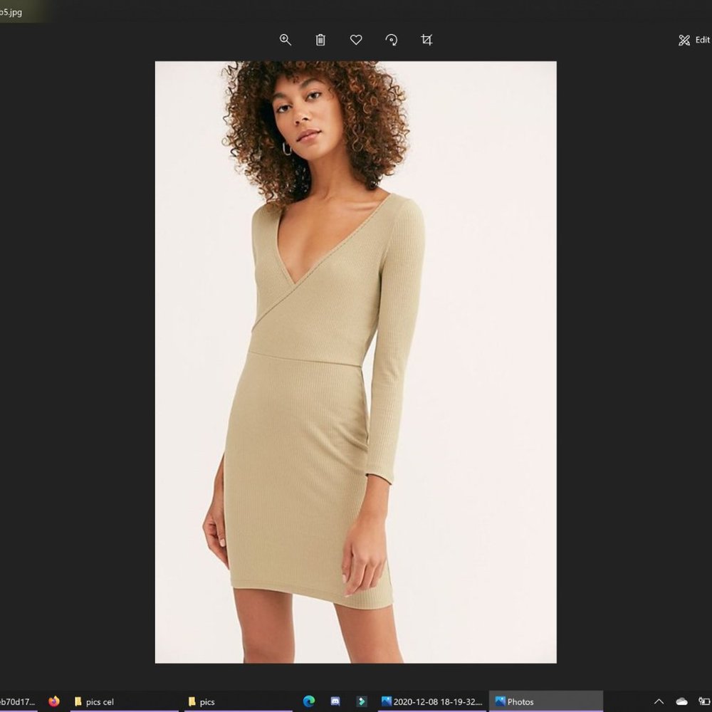 Free People Ribbed Sand Dress M - Picture 5 of 6